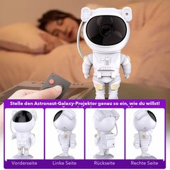 Astronaut Projektor neben einem Bett, während jemand schläft