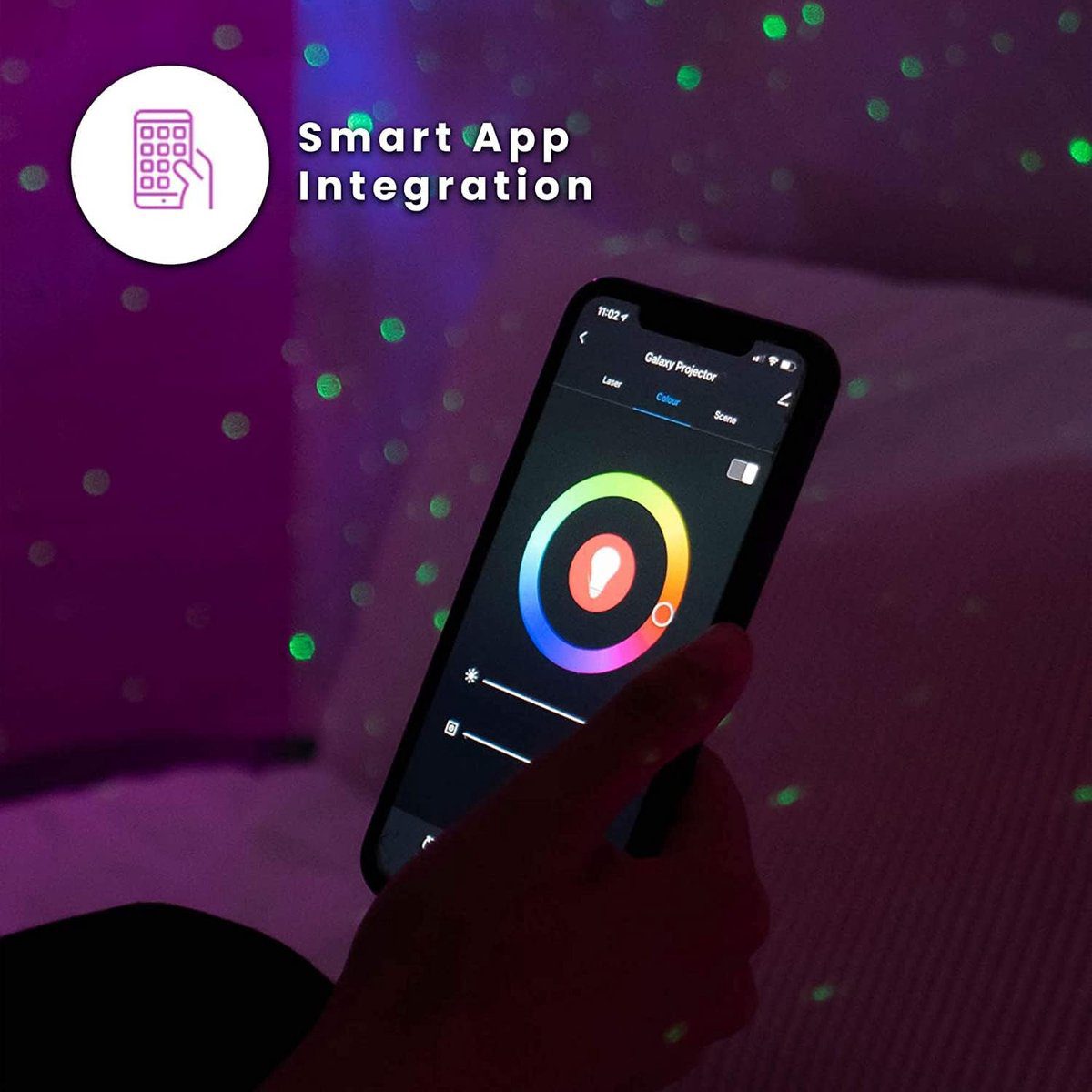 Die Farbe wird vom Bett aus in der App eingestellt