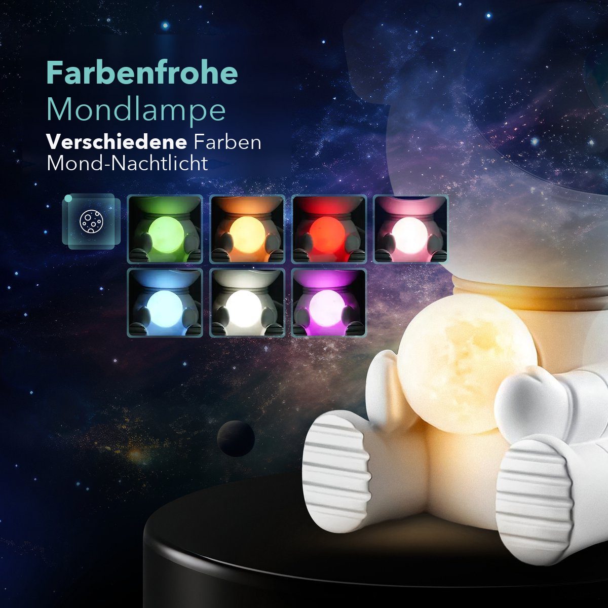 Die Farboptionen der eingebauten Mondlampe