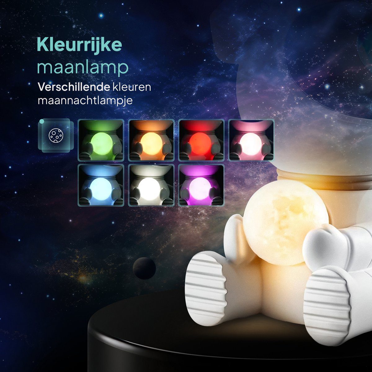 De kleuropties van de ingebouwde maanlamp