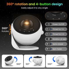 Der um 360 Grad drehbare Kopf und die vier Bedientasten