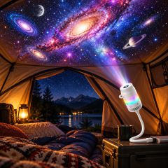 Eine Galaxie, projiziert in einem Zelt