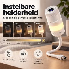 De vier helderheidsstanden van het nachtlampje