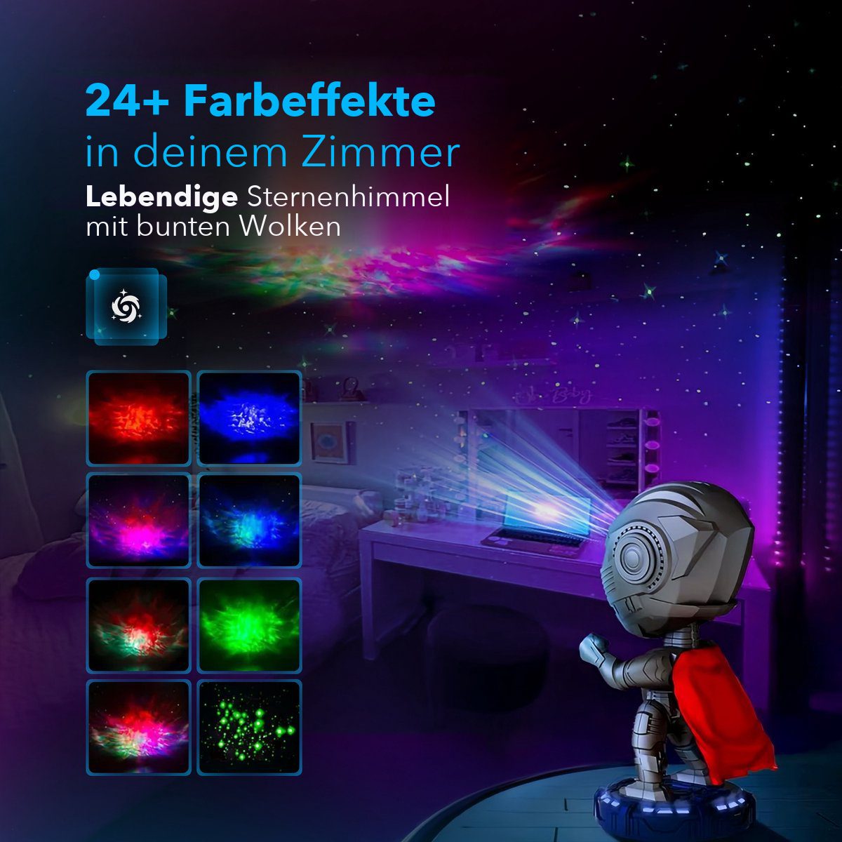 Die 24 Farbeffekte des Warrior Projektors