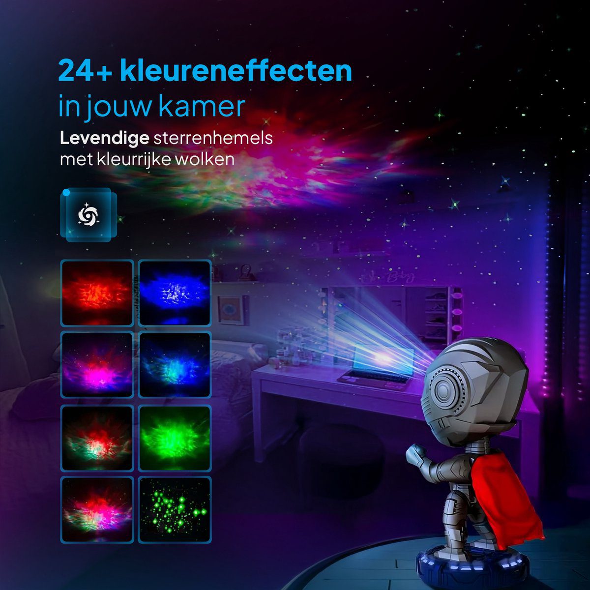 De 24 kleureffecten van de warrior projector